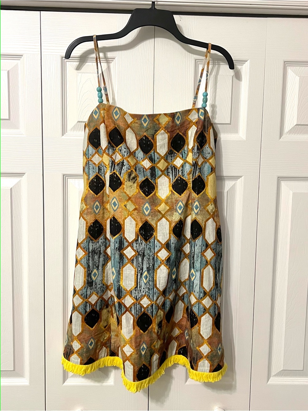 Christian Lacroix Stained Glass Linen Blend Fringe Dress Size Large - Picture 2 of 14